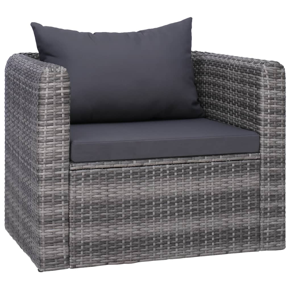 6 Piece Outdoor Sectional Sofa with Coffee Table and Cushion Set Gray Poly Rattan E31974