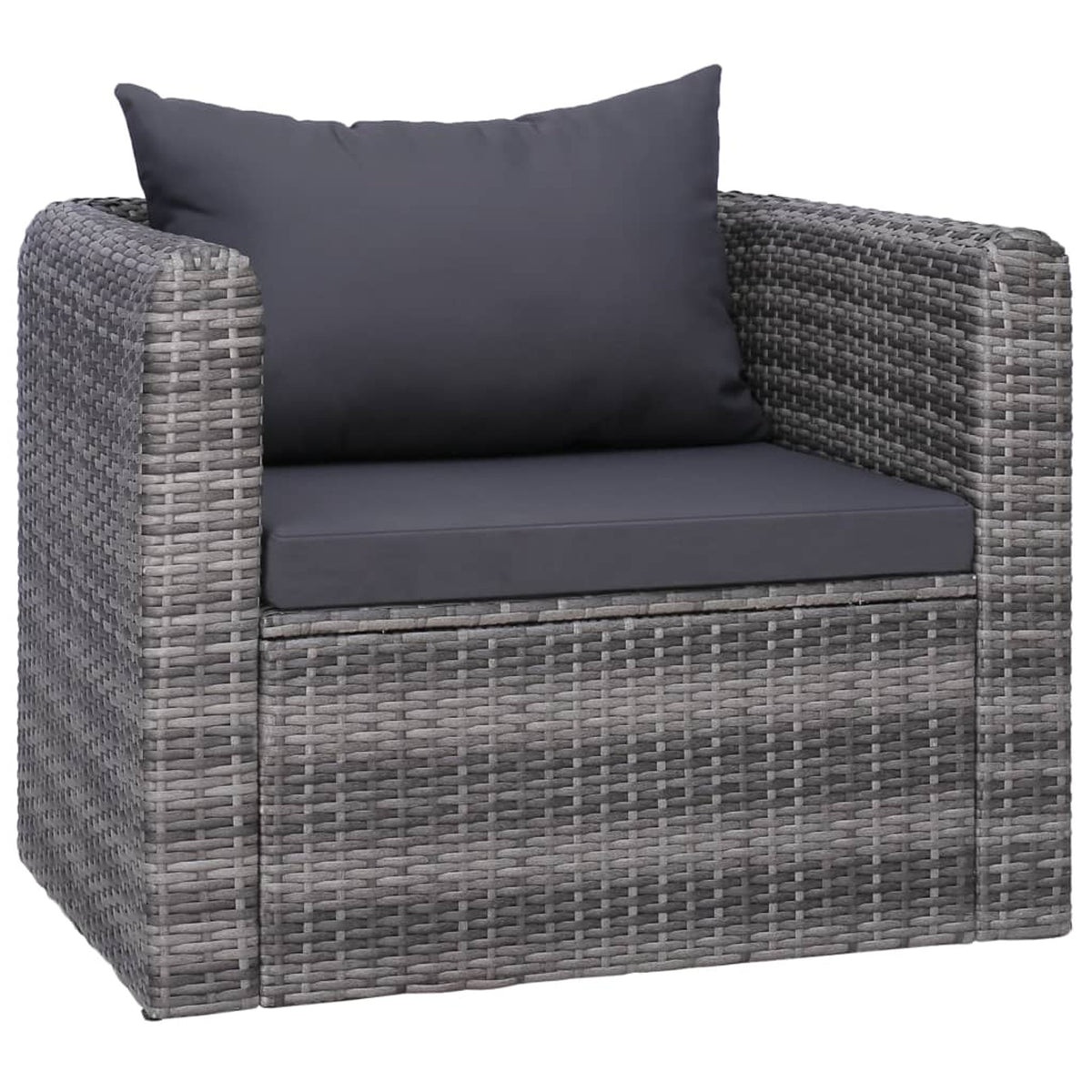 6 Piece Outdoor Sectional Sofa with Coffee Table and Cushion Set Gray Poly Rattan E31974