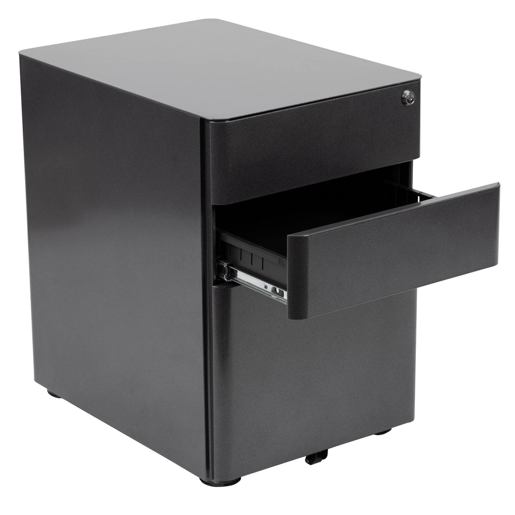 Black 3-Drawer Mobile Locking Filing Cabinet O822