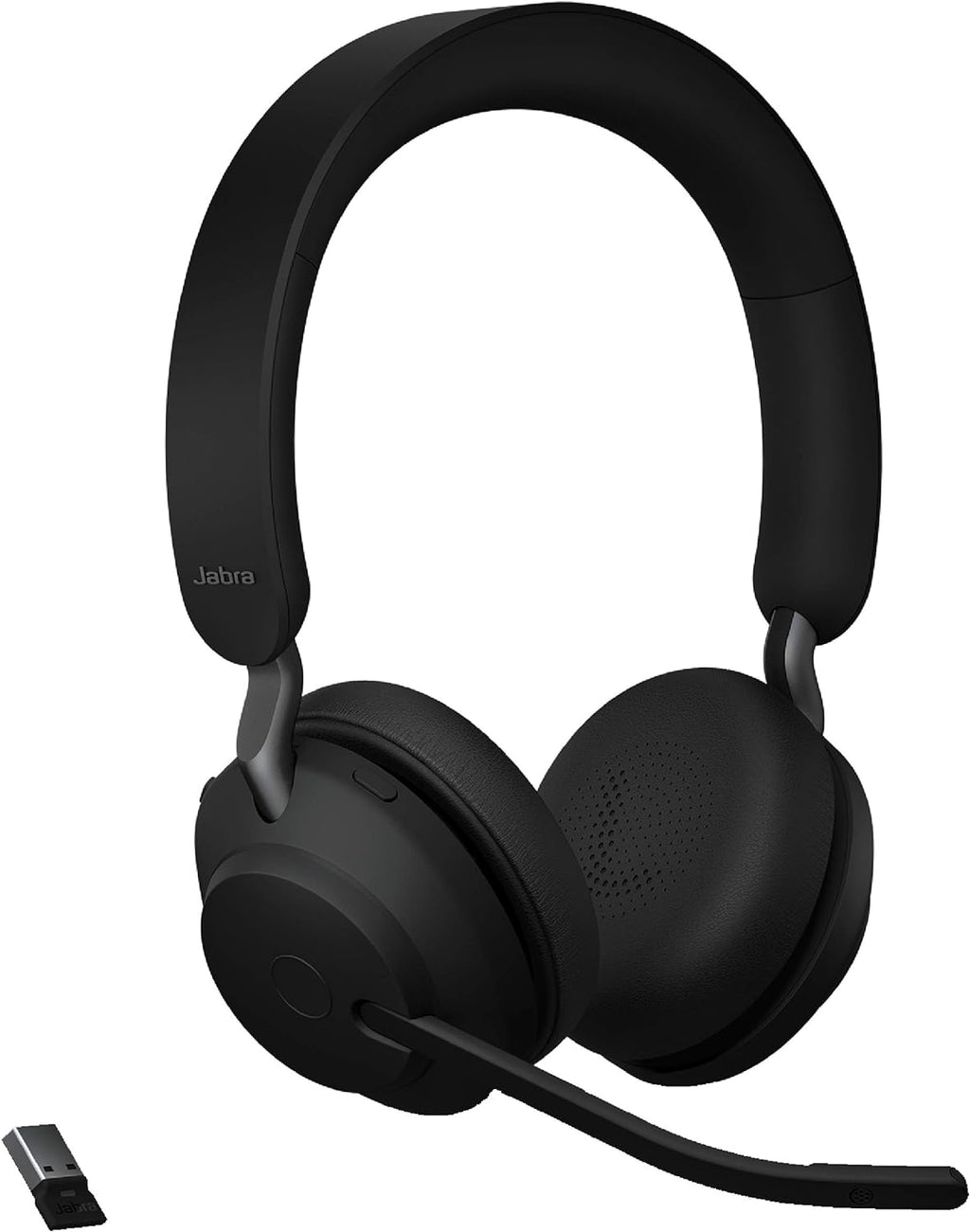 Jabra Evolve2 65 UC Wireless Headphones with Link380a, Stereo, Black – Wireless Bluetooth Headset for Calls and Music, 37 Hours of Battery Life, Passive Noise Cancelling Headphones O97174