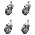 4 inch Thermoplastic Rubber Wheel Swivel Threaded Stem Caster Set G471