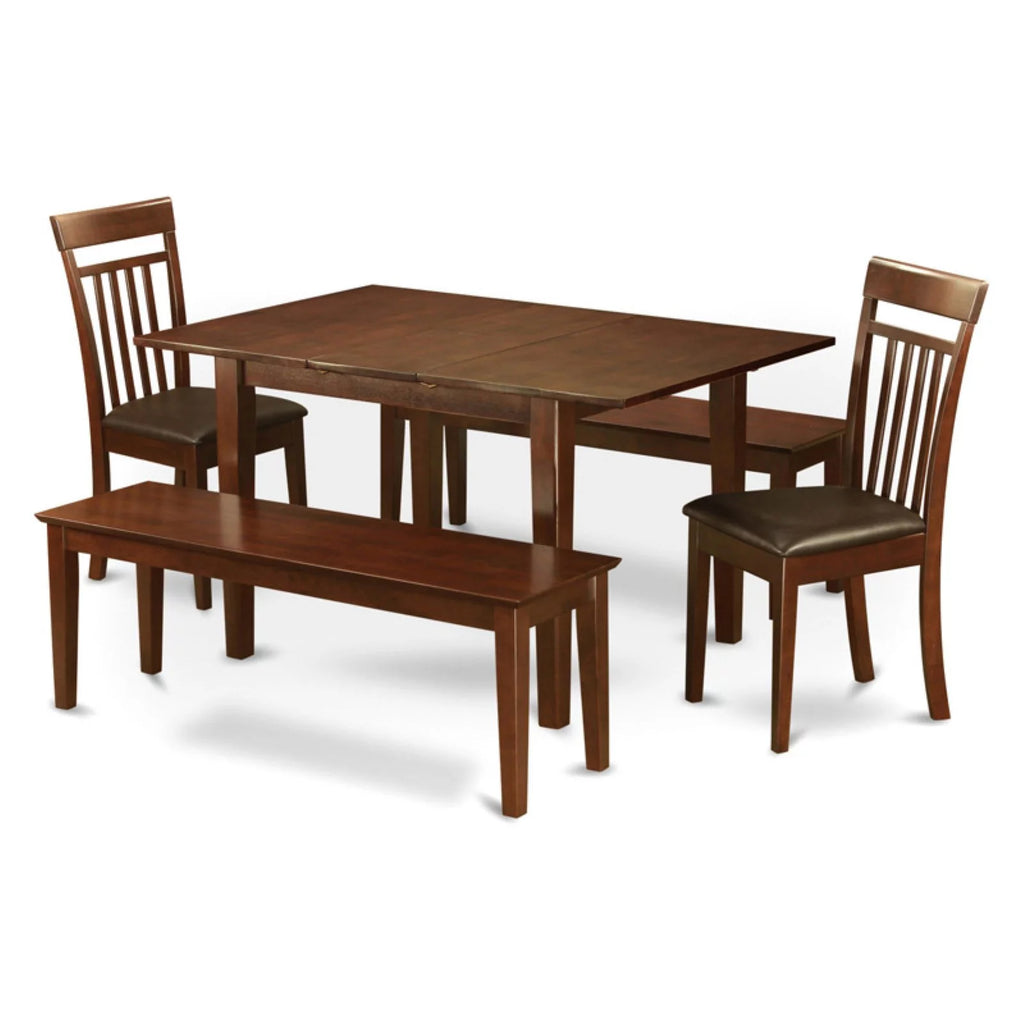 5 Piece Mahogany Rectangular Dinette Set with Leather Seat B289563