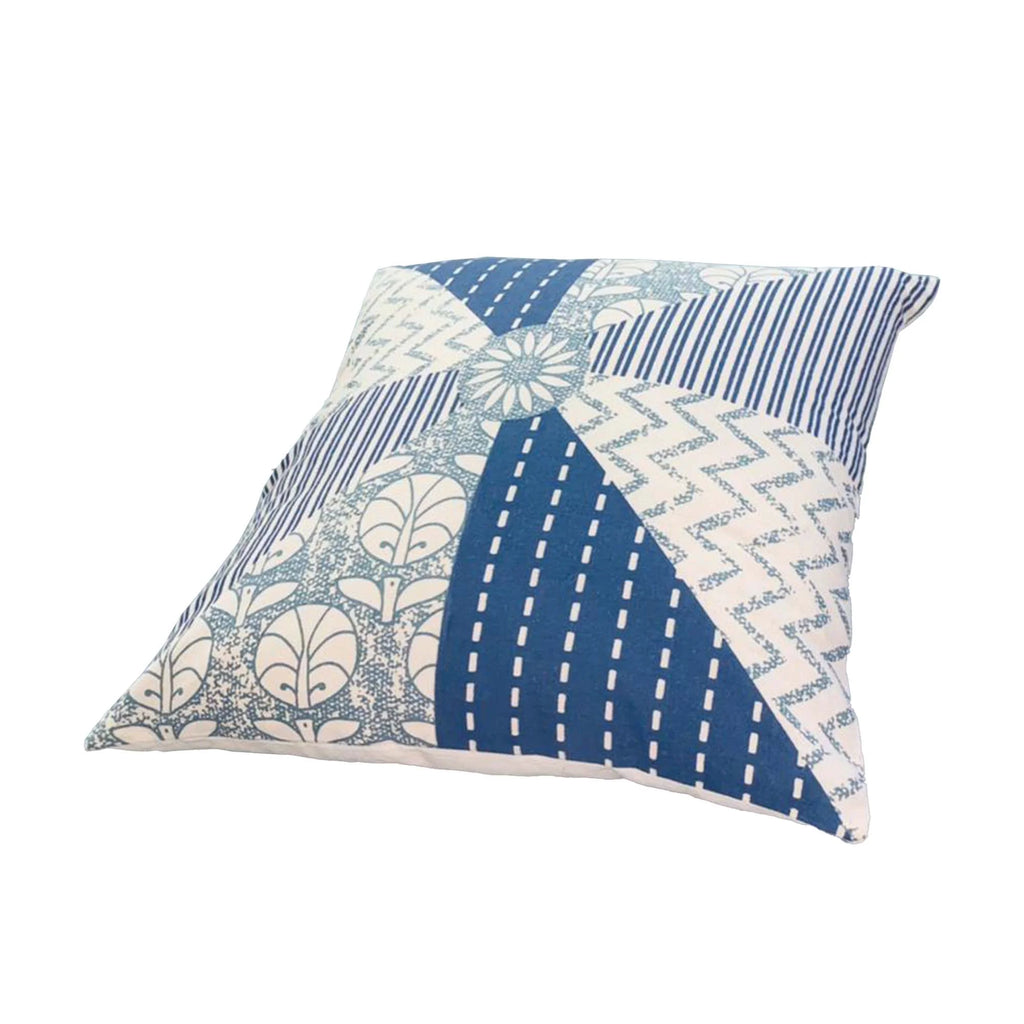 18 x 18 Square Cotton Accent Pillow, Blue, White A39715