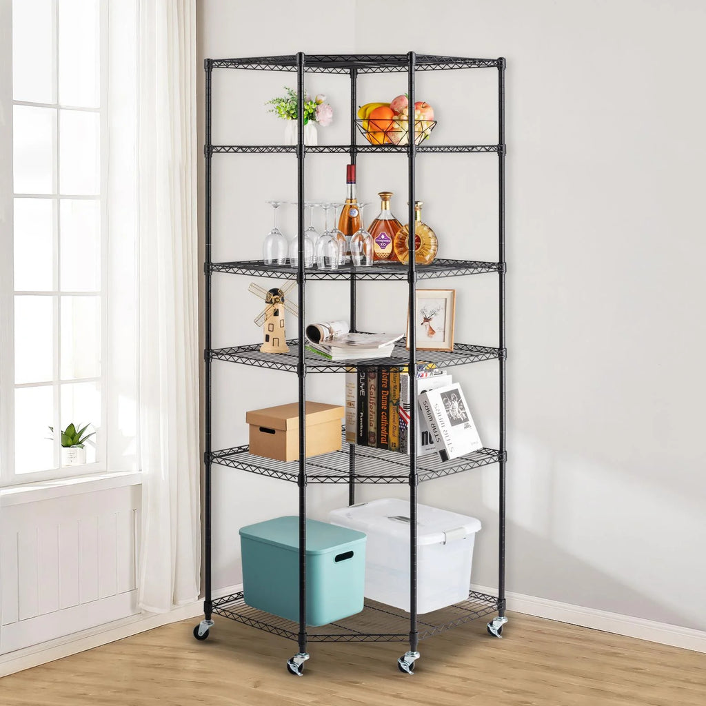 6-Tier Black Wire Shelving Rack R8671