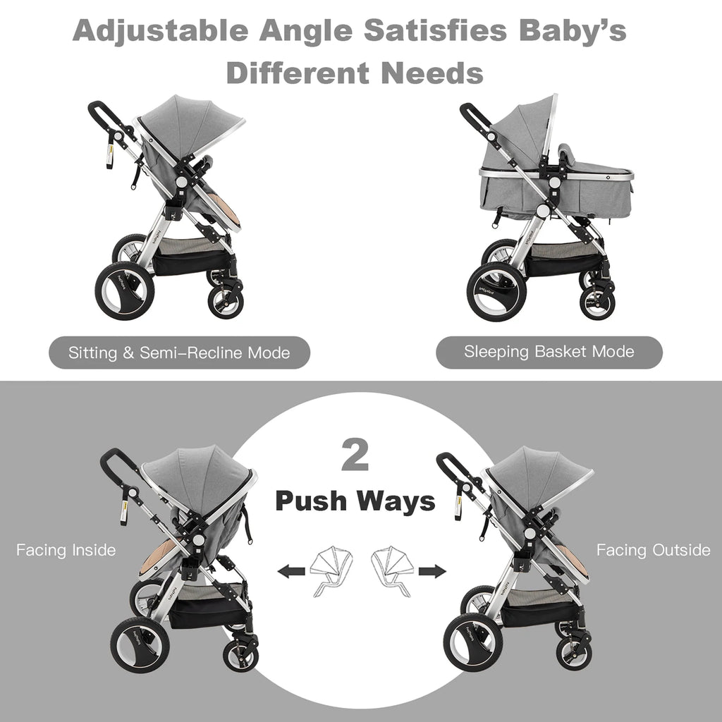 Folding Aluminum Baby Stroller with Diaper Bag K398