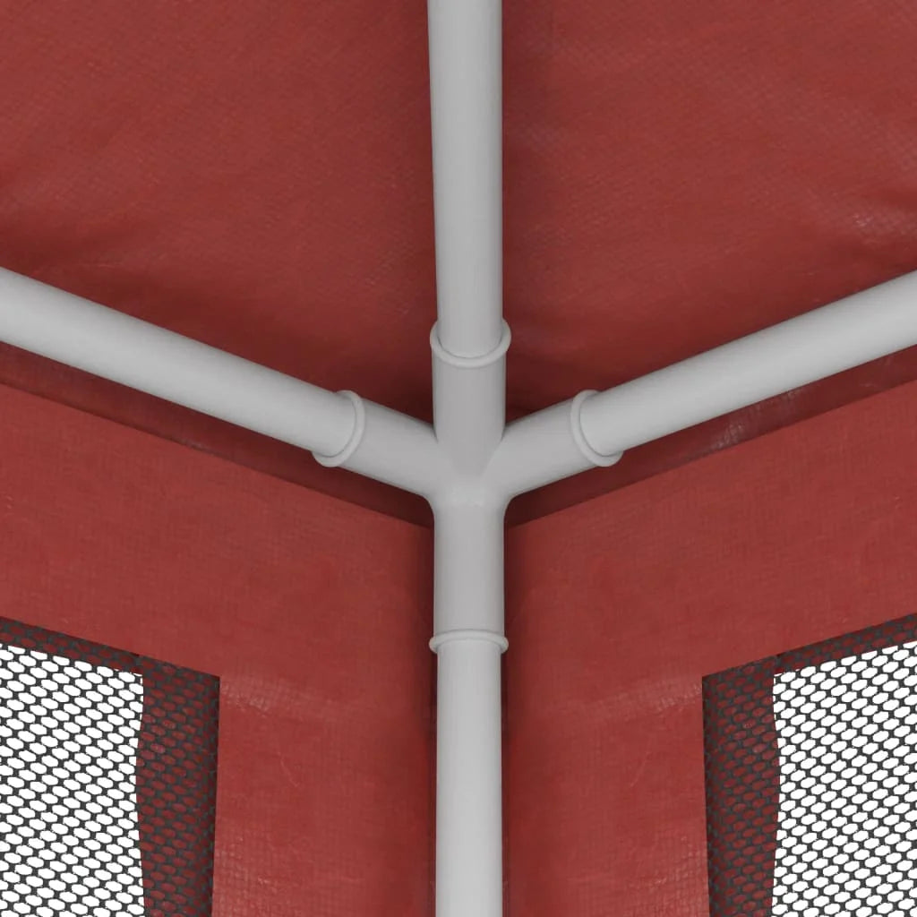 Red Party Tent with 4 Mesh Sidewalls 6.6'x6.6' HDPE F456728