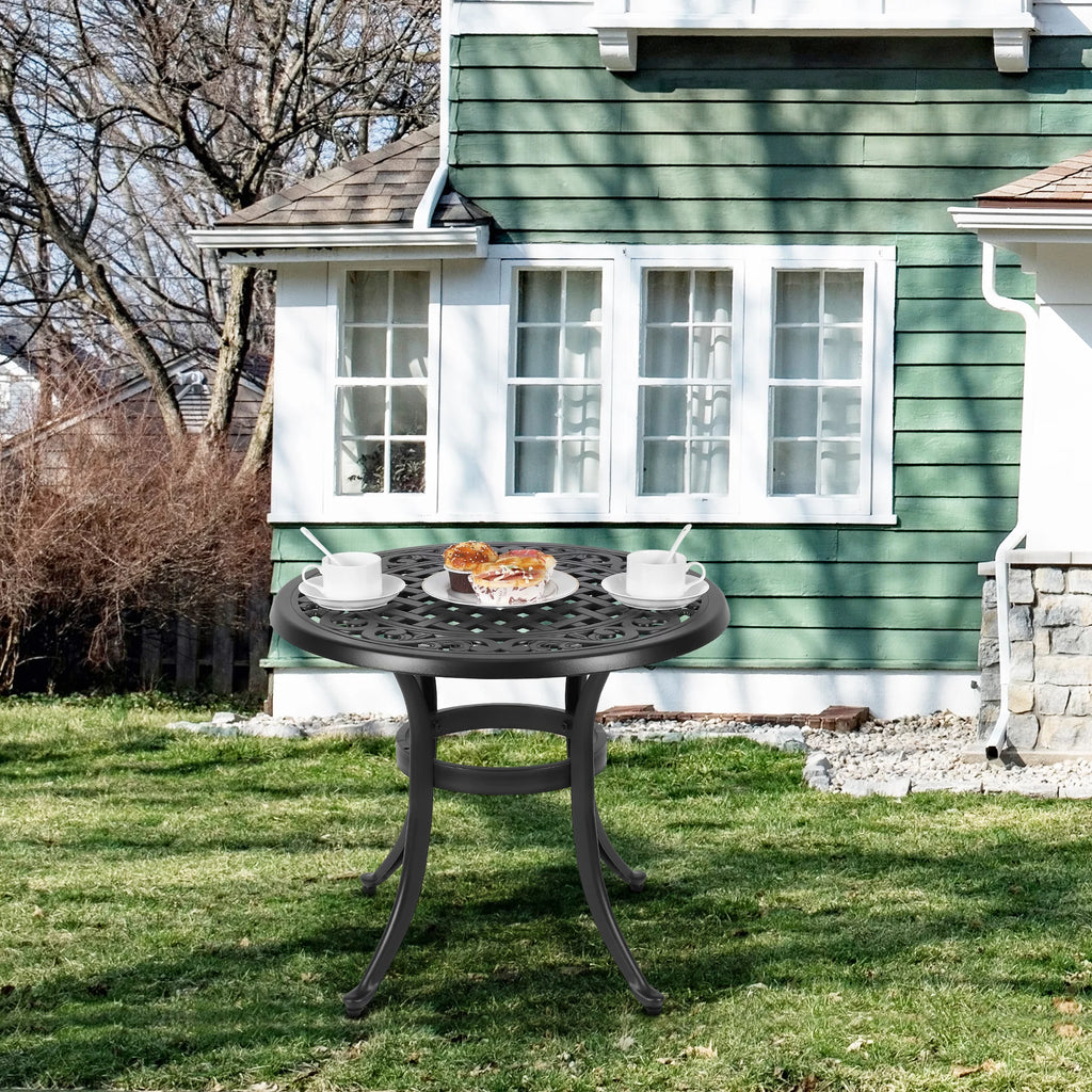 Cast Aluminum Round Bistro Table with Umbrella Hole Y244