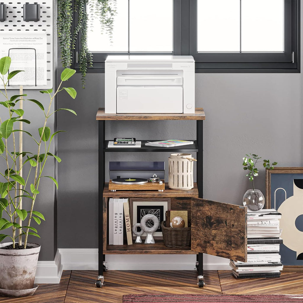 4-Tier Rolling Printer Cart with Storage Shelves E854489