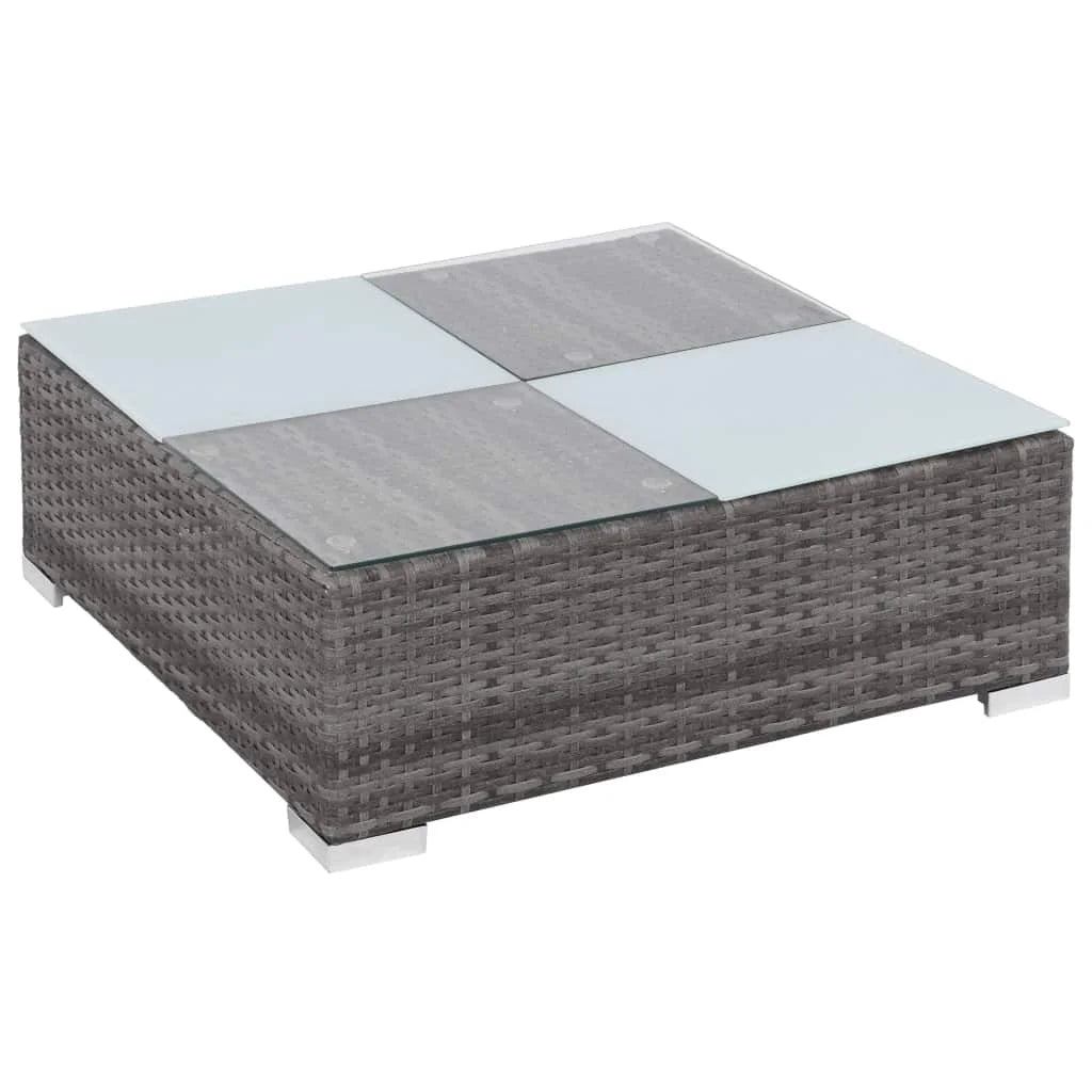 12 Piece Gray Poly Rattan Patio Sofa Conversation Set with Coffee Table and Ottoman X766630