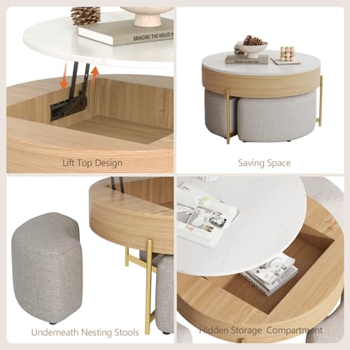 3 in 1 Lift Top Nesting Coffee Table with Storage T6194