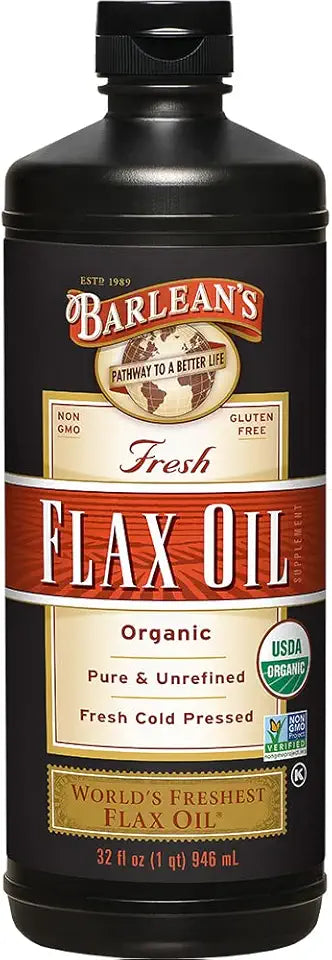 Organic Flaxseed Oil Liquid, 7,640mg ALA Omega 3, 32 oz B39077