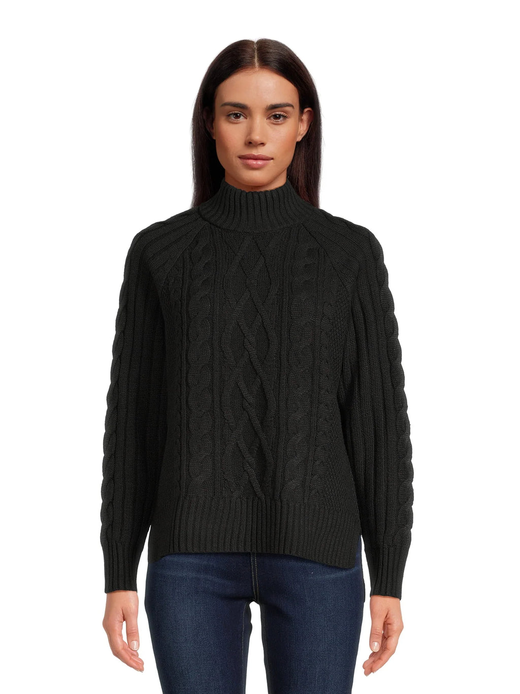 Mock Neck Cable Pullover Sweater X305903