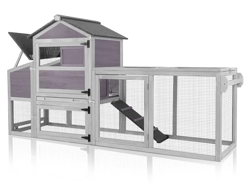 Grey Poultry Cage with Wheels, Nesting Box, Tray, and Roof W15763