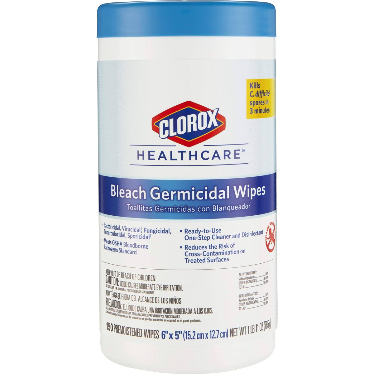 Unscented Bleach Germicidal Wipes 150 Count X40509