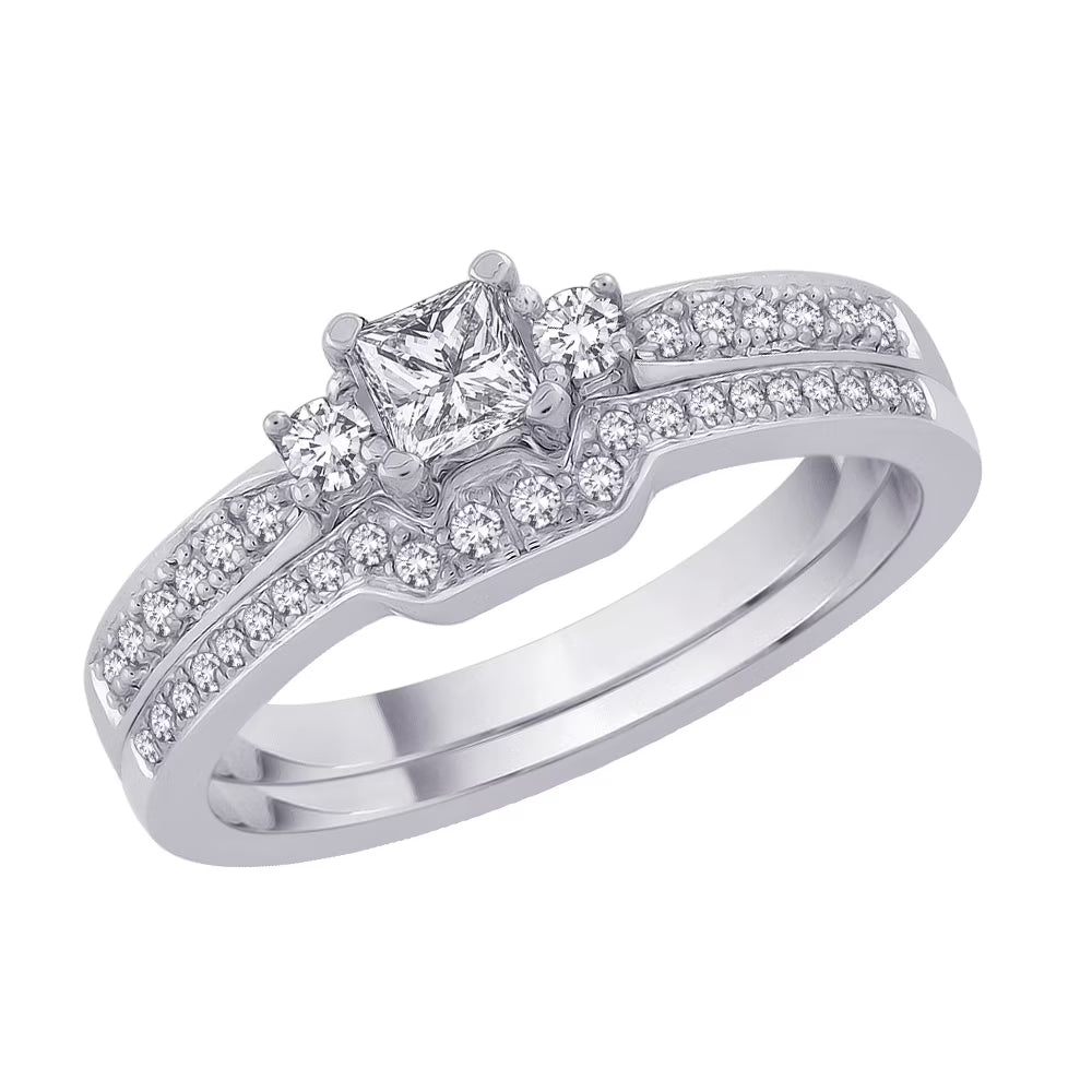 14K White Gold Diamond Bridal Engagement Set W8207