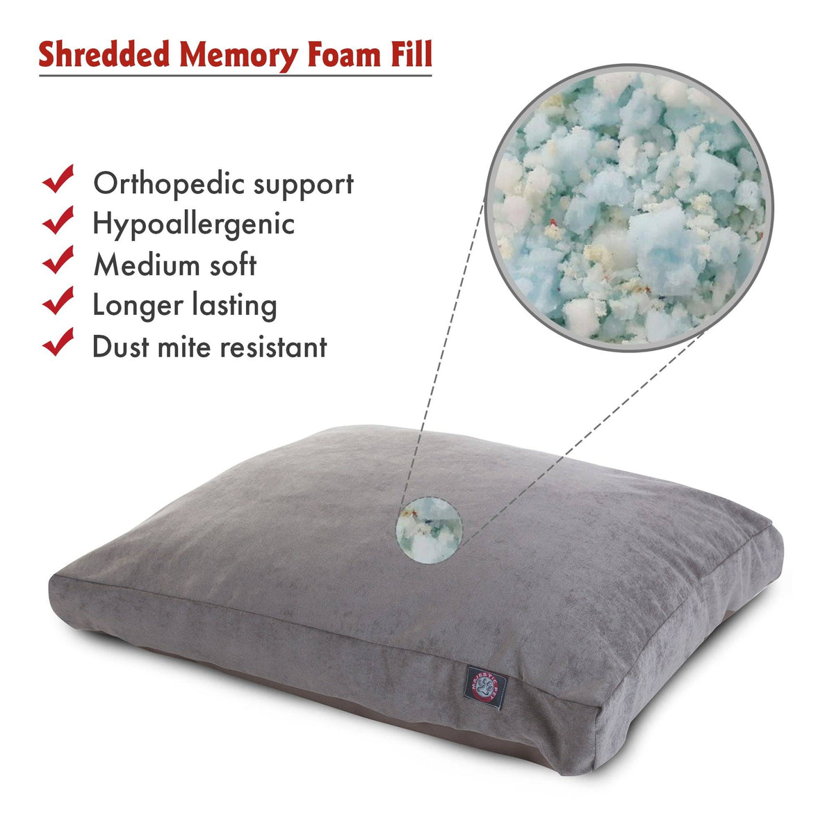 Large Orthopedic Memory Foam Rectangle Dog Bed M25575