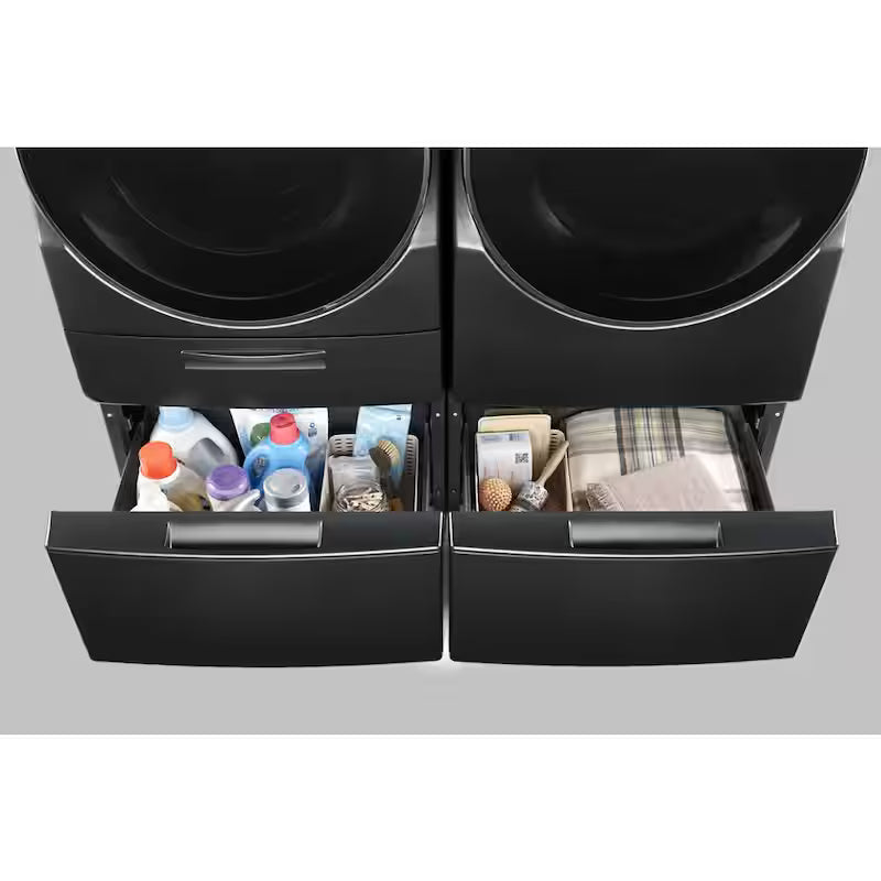 Black Laundry Pedestal with Storage Drawer Q351346