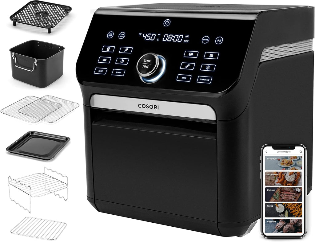 Black Air Fryer Toaster Oven Combo 7 Quart 1800W V532762