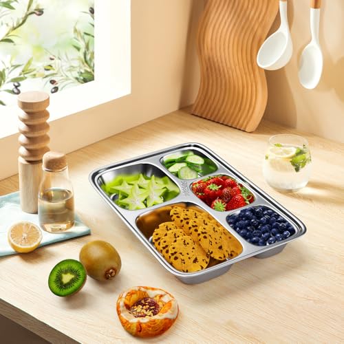 Stainless Steel Bento Box 3 Pack 5 Compartments with Lids E5888