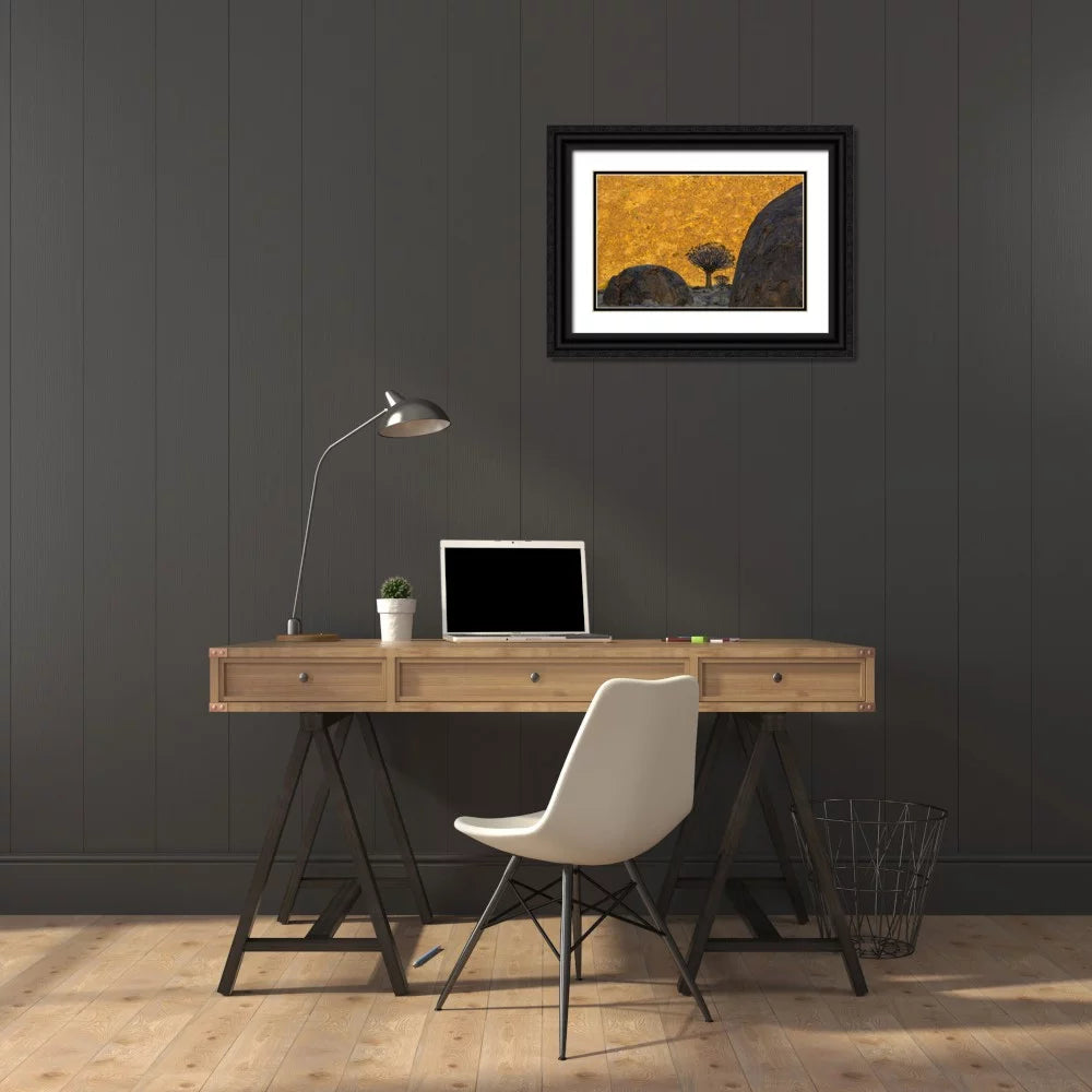 Black Ornate Wood Framed Art Print U1215