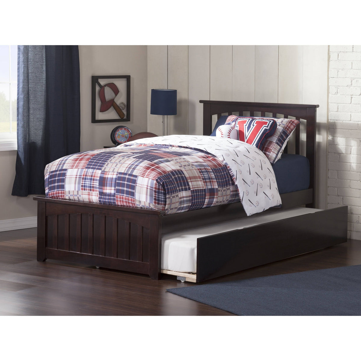 Walnut Twin Extra Long Bed with Trundle Y482300