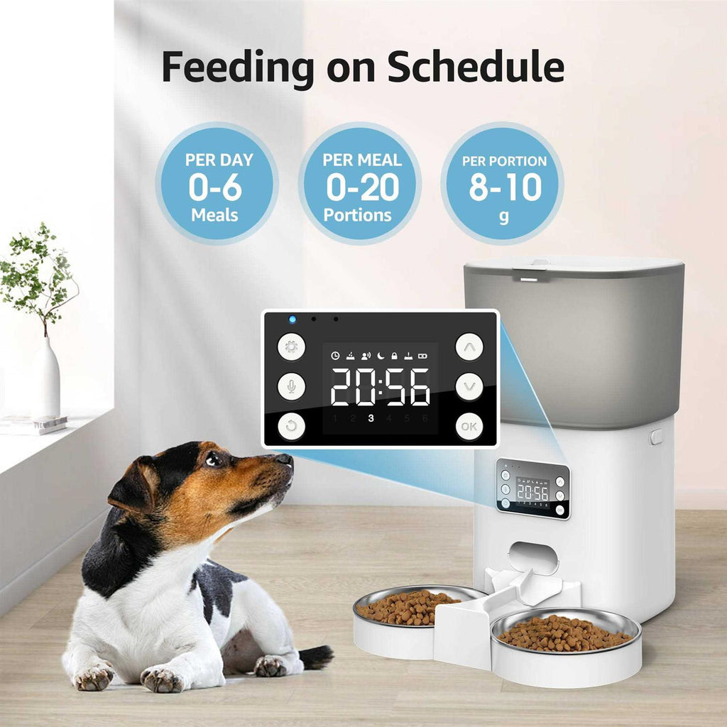Automatic Food Dispenser with Stainless Bowls Cat & Dog Feeder Y297265