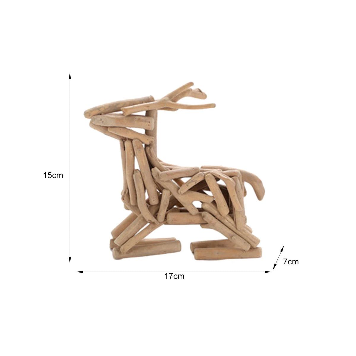 Lying Deer Wood Figurine Sculpture H829
