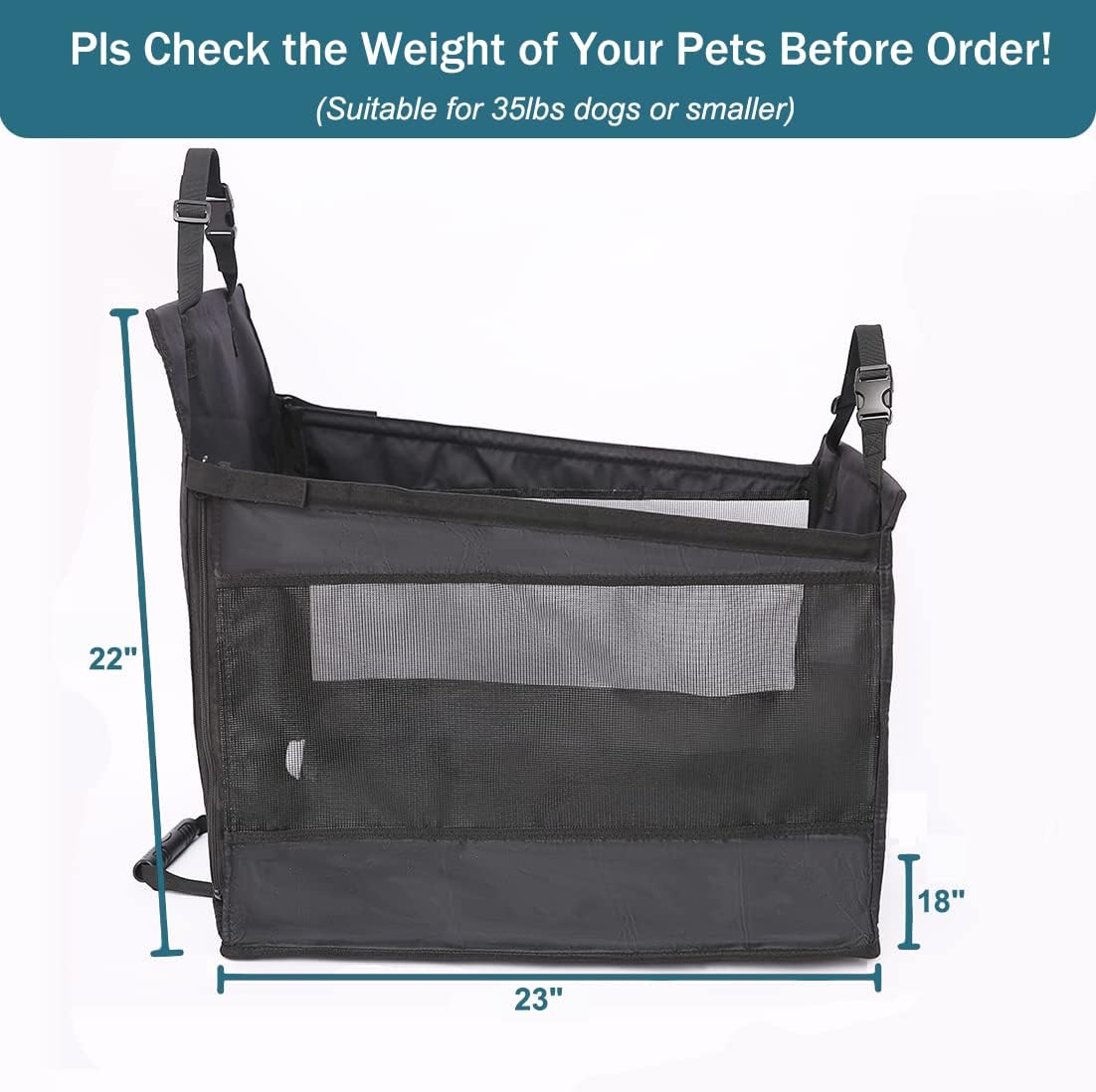 Dog Car Seat Extender for Medium Dogs, Water-Resistant, Pack of 2 N2688