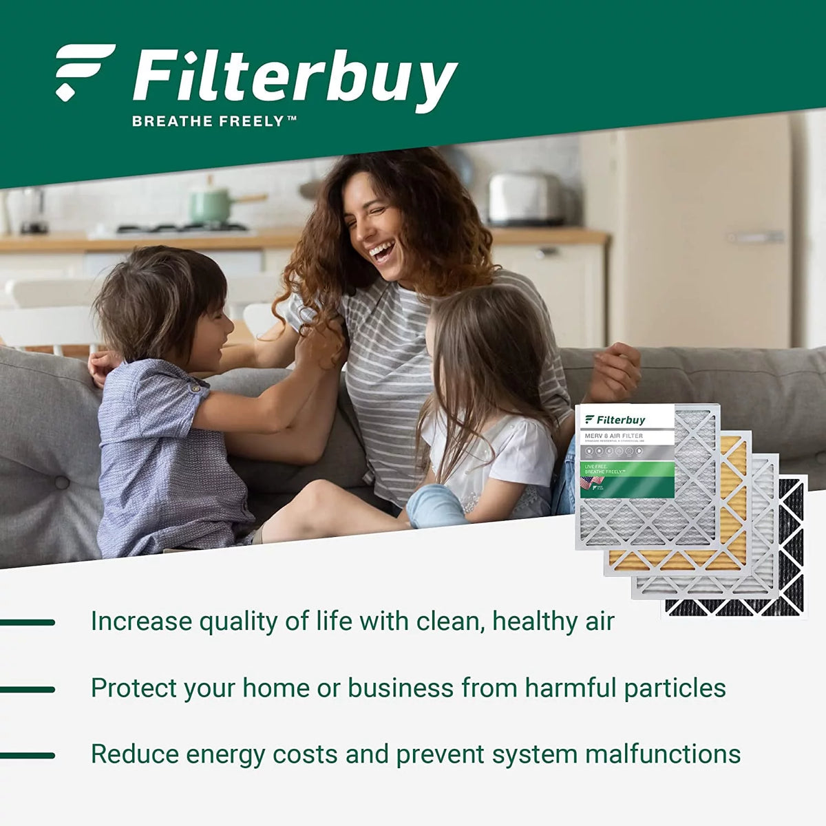 20x25x5 MERV 13 Pleated HVAC Air Filters 4-Pack Z15259