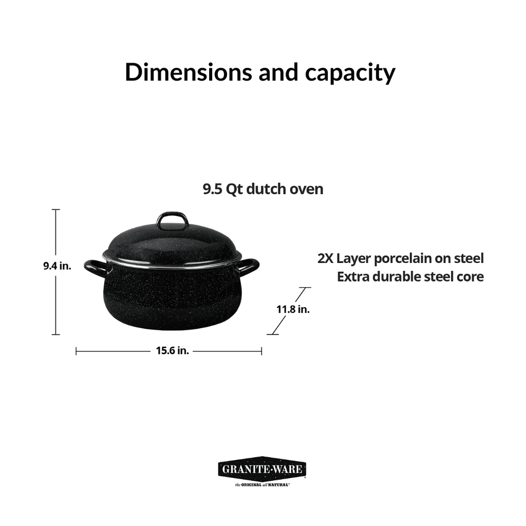 9.5 Qt Enamelware Dutch Oven with Lid R2565