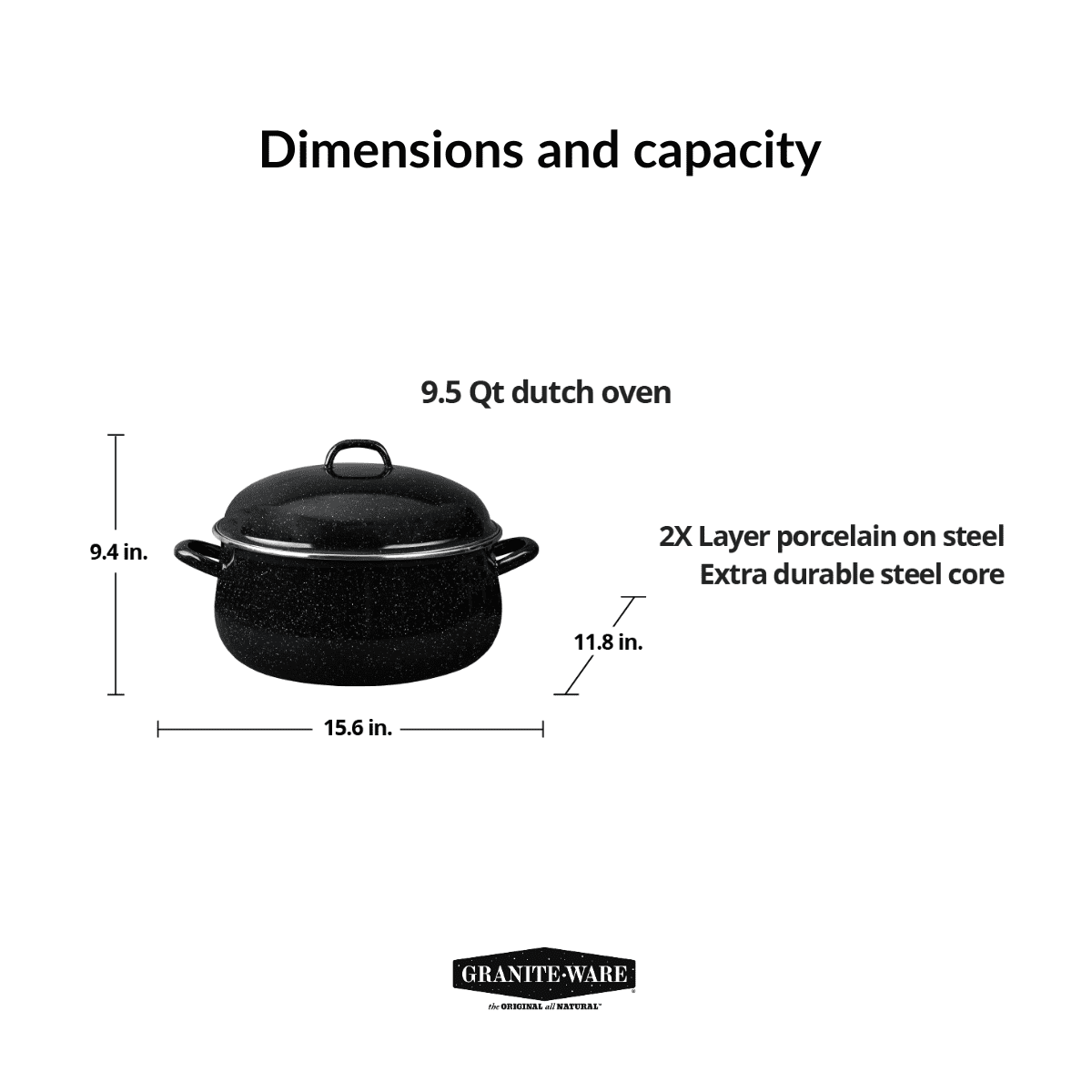 9.5 Qt Enamelware Dutch Oven with Lid R2565