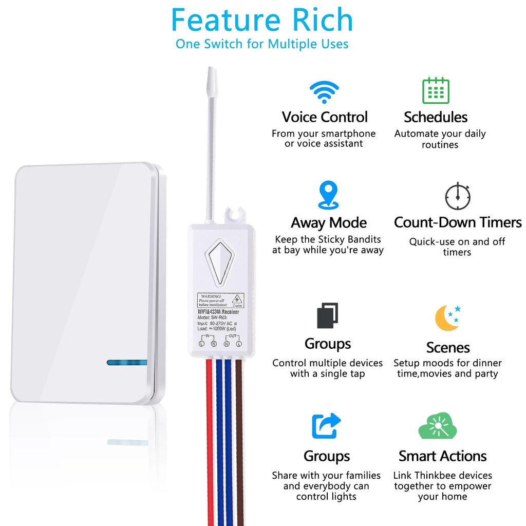 WiFi Mini Size Wireless 1-gang Switch D206859