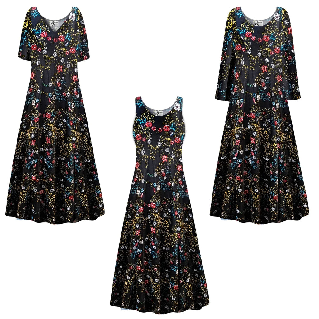 Golden Leaf Short Sleeve Princess Cut Dress T626