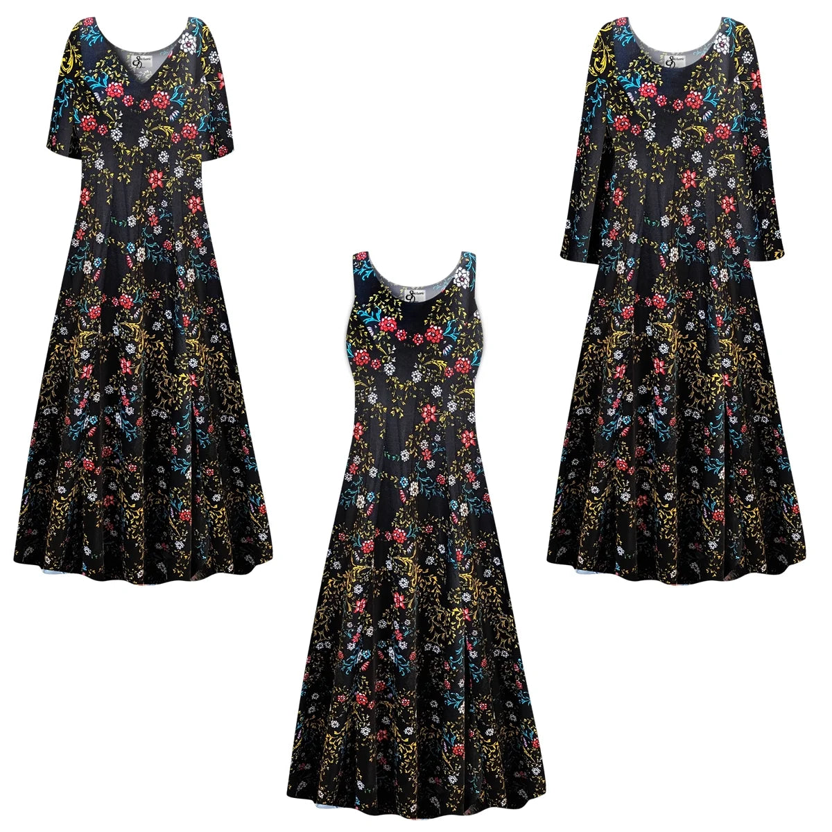 Golden Leaf Short Sleeve Princess Cut Dress T626