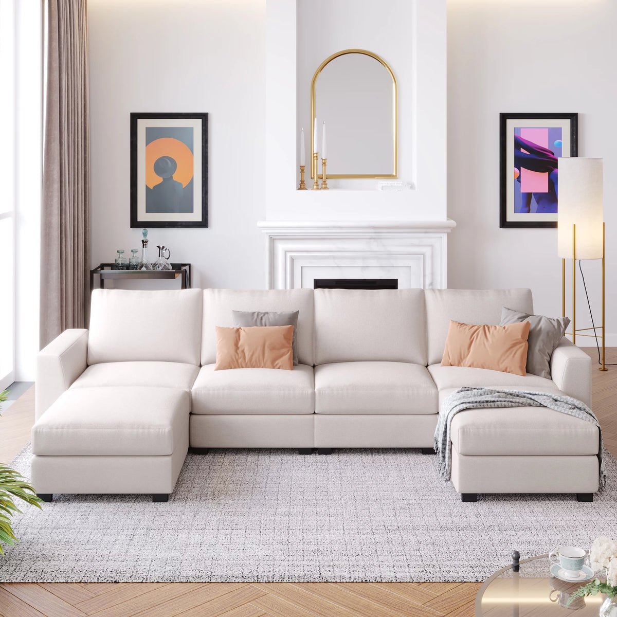 130.7" U Shaped Modular Sectional Sofa G793