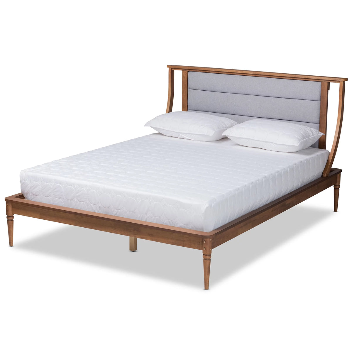 Light Grey Fabric Upholstered Queen Size Platform Bed Z722525
