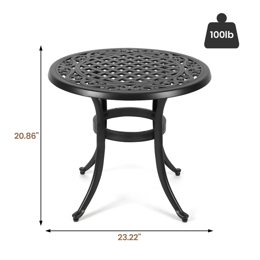 Cast Aluminum Round Bistro Table with Umbrella Hole Y244