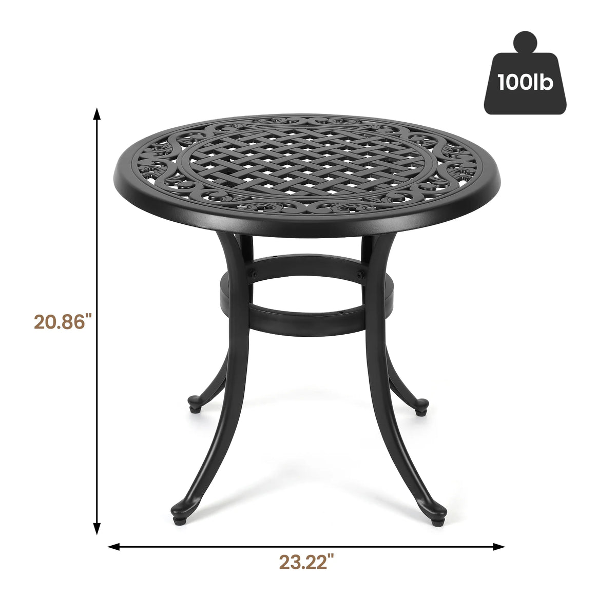 Cast Aluminum Round Bistro Table with Umbrella Hole Y244