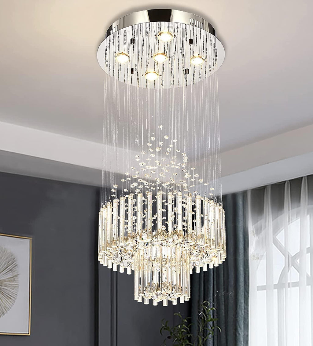 Crystal Raindrop 5-Lights Flush Mount Chandelier M810189