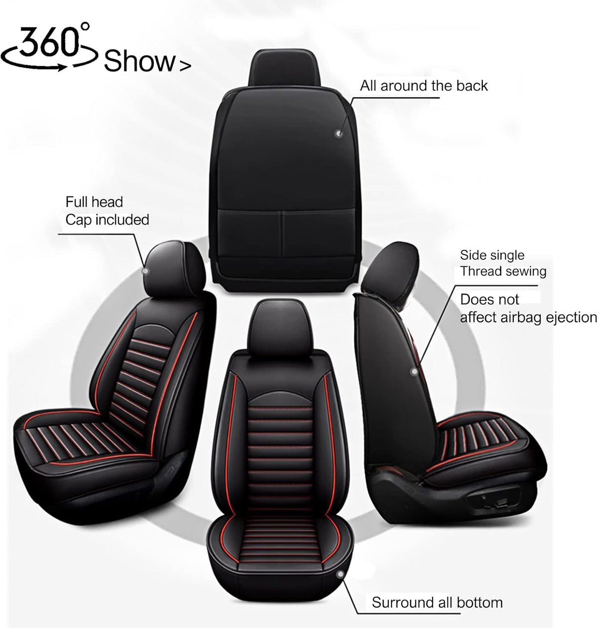 Black Faux Full Set of Car Seat Covers T59230