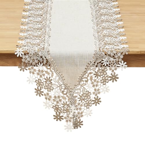 Beige Floral Lace Table Runner 120 inches C665192