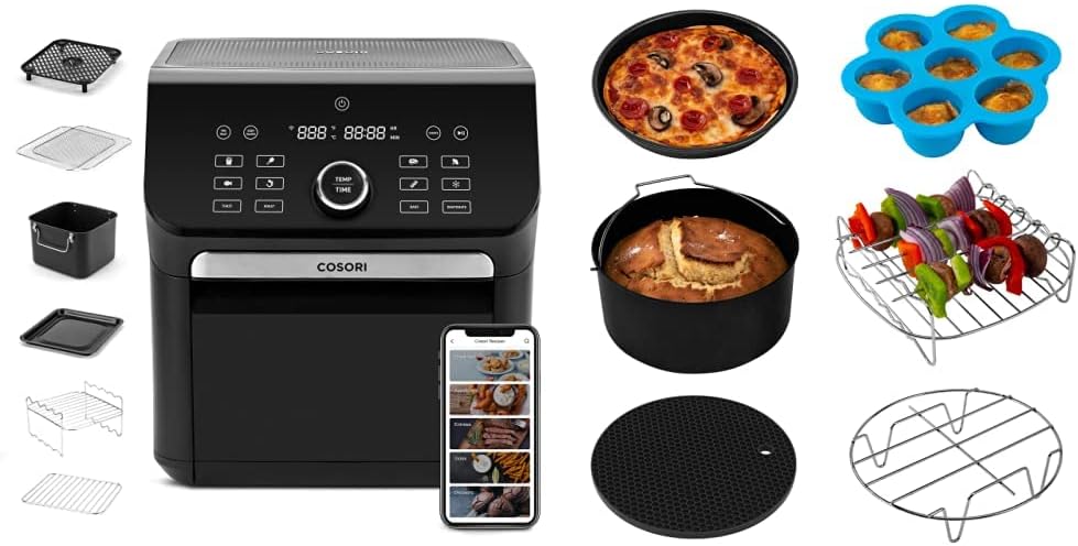 Black Air Fryer Toaster Oven Combo 7 Quart 1800W V532762