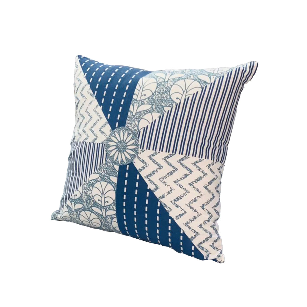 18 x 18 Square Cotton Accent Pillow, Blue, White A39715