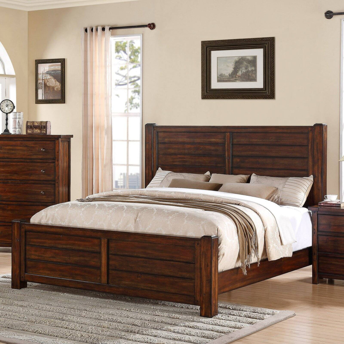 Queen Chestnut Wood Bed S44938