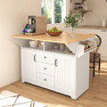 55.7'' Black Kitchen Island with Drop Leaf and 3 Drawers P980