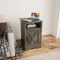 Rustic Wood Nightstand with Charging Station A5145