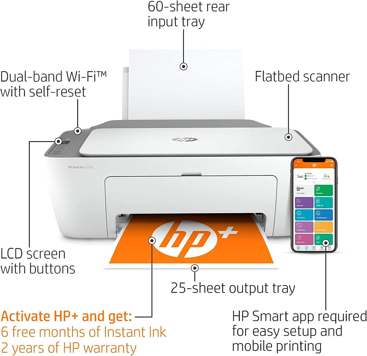 Wireless Color All-in-One Printer with USB Printer Cable W361