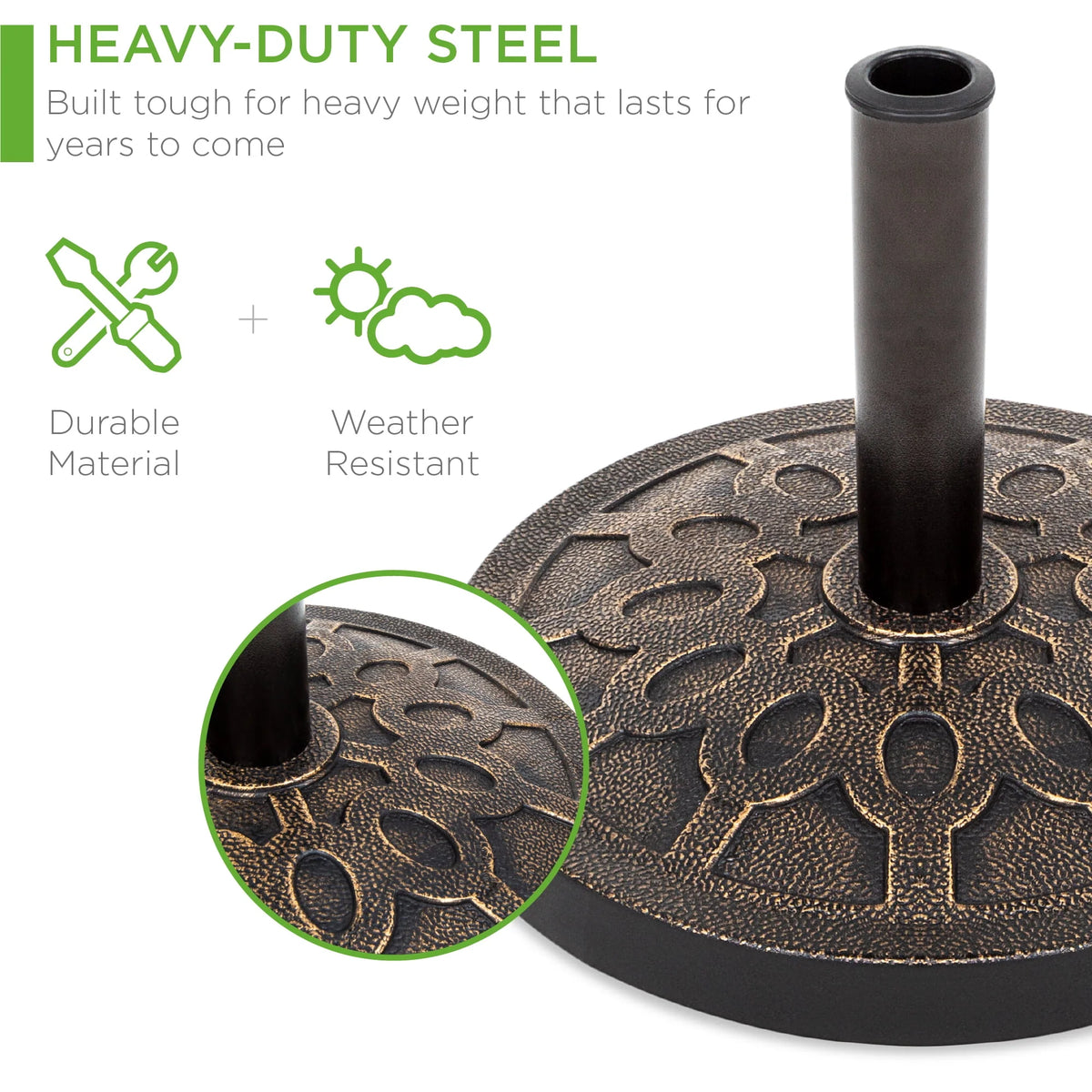 18in Round Heavy-Duty Steel Patio Umbrella Base Stand B943