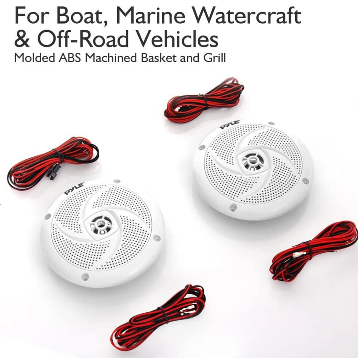 6.5 Inch Waterproof Low Profile Marine Speakers, White (2 Pack) V10254
