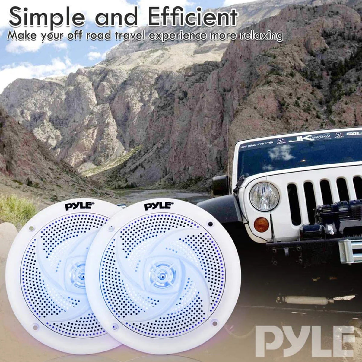 6.5 Inch Waterproof Low Profile Marine Speakers, White (2 Pack) V10254